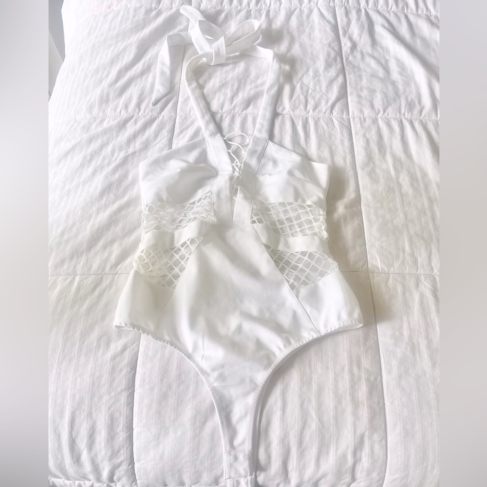 Mesh white bodysuit small